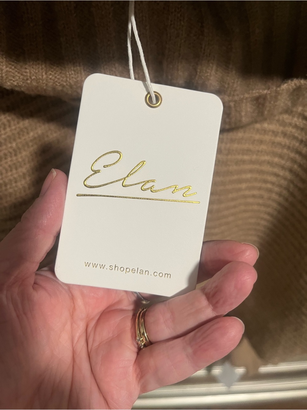 Elan Camel Cowl Neck Ribbed Sweater - Picture 4 of 9